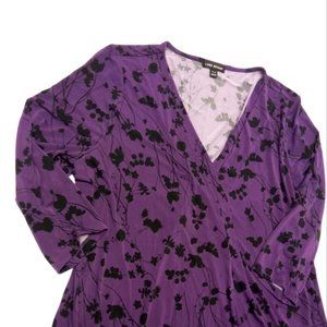 Lane Bryant Purple / Black Print Blouse 14/16